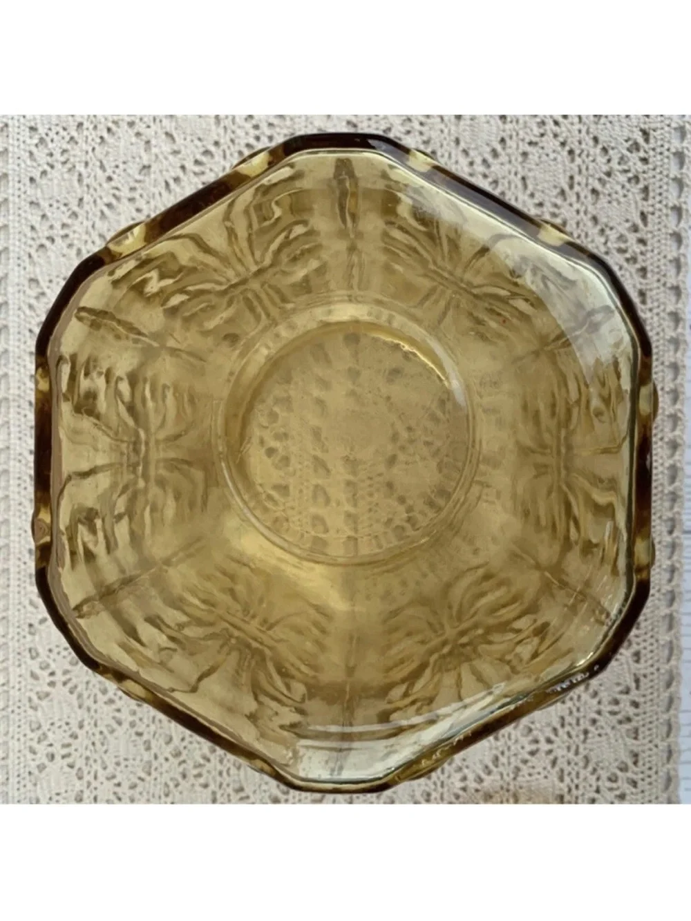 Vintage LE Smith Yellow Amber Atterbury Scroll Glass Canister Jar With Lid